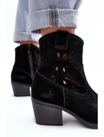 Kožené Křoví Boty S Průhledným Designem D&A SN622-20 Černá