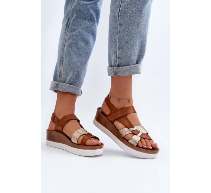 Zazoo 40397 Dámské Kožené Sandály na Platformě Hnědé