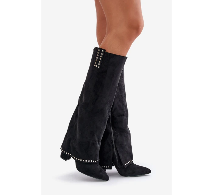 Dámské Kozačky S  Na Podpatku Černé model 21670811 - Boto