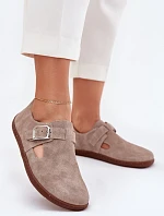 Semišové Polobotky Barefoot Dámské S Přezkou Zazoo N1261 Béžové