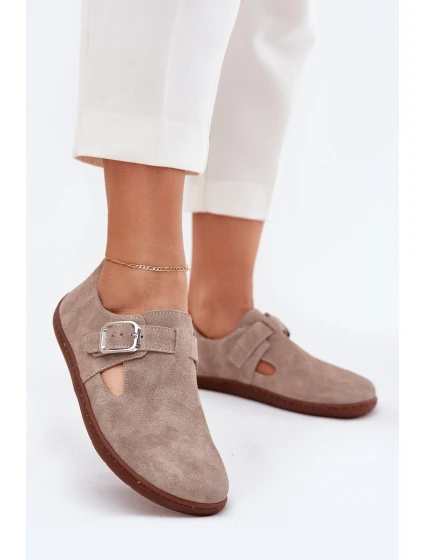 Semišové Polobotky Dámské S Přezkou  Béžové model 21703098 - Zazoo