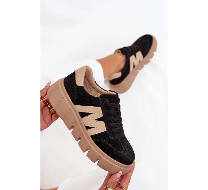 Dámské semišové sneakersy na platformě model 21704987 černé - VINCEZA Dámské semišové sneakersy na platformě model 21704987 černé - VINCEZA