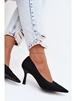 Materiálové Podpatky Lodičky Černé model 22102879 - Boto Materiálové Podpatky Lodičky Černé model 22102879 - Boto