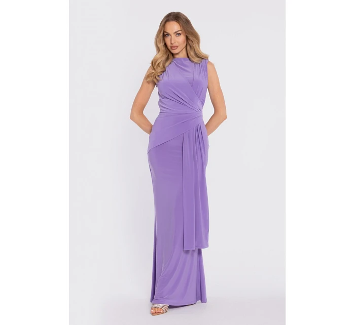 maxi šaty s pasem a panelem světle fialové model 22040706 - Moe