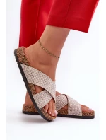 Dámské pantofle na korkové platformě Béžová Tesolen Dámské pantofle na korkové platformě Béžová Tesolen