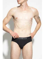 Pánské slipy 2PACK 111733 3F542 16844 černošedé s proužkem - Emporio Armani