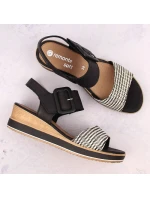 Remonte W RKR646 kožené sandály na platformě