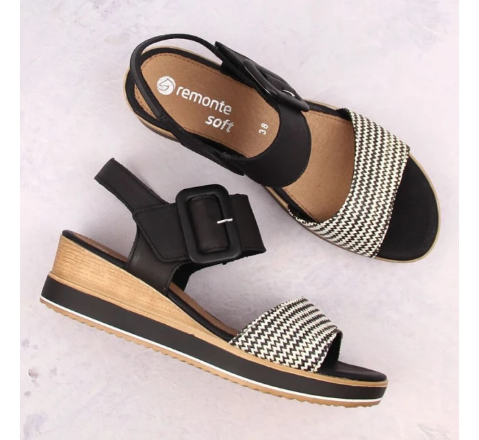 Remonte W RKR646 kožené sandály na platformě