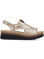 Dámské zlaté sandály na klínku model 22097425 - Rieker Dámské zlaté sandály na klínku model 22097425 - Rieker