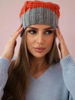 Paris fleecová čepice K212 červená+šedá