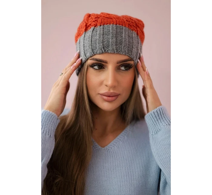 Paris fleecová čepice K212 červená+šedá