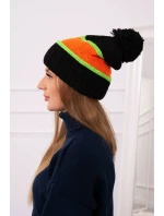 Dámská čepice Kinga K297 black+orange+green neon Dámská čepice Kinga K297 black+orange+green neon