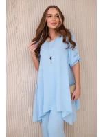 Sada halenky + kalhot s přívěskem modrý Sada halenky + kalhot s přívěskem modrý