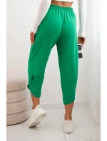 Kalhoty se širokými nohavicemi a kapsami zelený Kalhoty se širokými nohavicemi a kapsami zelený