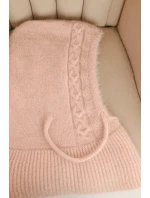 Dámská čepice s kapucí a pleteným vzorem bílá Dámská čepice s kapucí a pleteným vzorem bílá