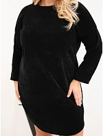 Dámské šaty Plus Size manšestrové s volným střihem černá Dámské šaty Plus Size manšestrové s volným střihem černá