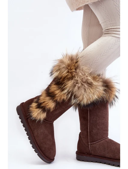 Dámské Sněhule se zateplením kožešinou Semišová Kůže Camel model 21540424 - Boto Dámské Sněhule se zateplením kožešinou Semišová Kůže Camel model 21540424 - Boto