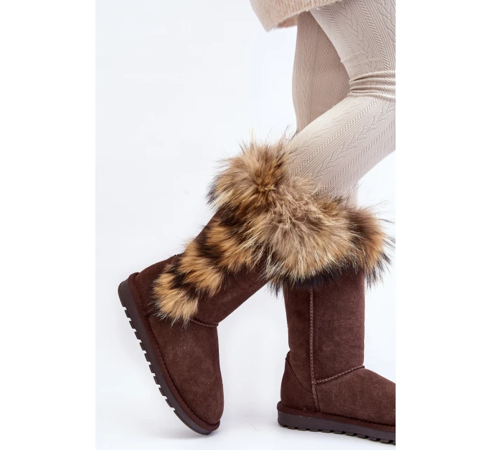 Dámské Sněhule se zateplením kožešinou Semišová Kůže Camel model 21540424 - Boto Dámské Sněhule se zateplením kožešinou Semišová Kůže Camel model 21540424 - Boto