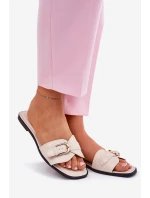 Ploché Dámské Pantofle Se Zlatou Béžové model 21689691 - Boto Ploché Dámské Pantofle Se Zlatou Béžové model 21689691 - Boto