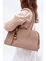 Kabelka s přívěskem a sponami Eko semišová světle béžová Violette