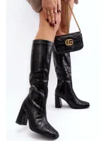 Dámské kozačky na vysokém podpatku s ozdobným černá model 21881021 - Kesi Dámské kozačky na vysokém podpatku s ozdobným černá model 21881021 - Kesi