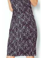 Dámské společenské šaty model 15042744 s květinovým vzorem bez rukávu šedé Šedá / XS - numoco