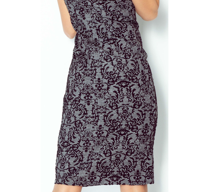 Dámské společenské šaty model 15042744 s květinovým vzorem bez rukávu šedé Šedá / XS - numoco