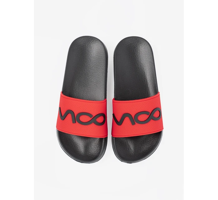 Pohodlné Czarno-czerwony dámské  nazouváky na plochém podpatku