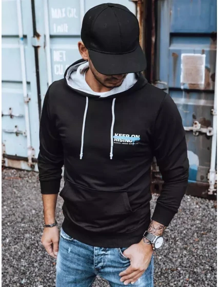 Pánská mikina s potiskem černá FashionStreet BX5382 Pánská mikina s potiskem černá FashionStreet BX5382