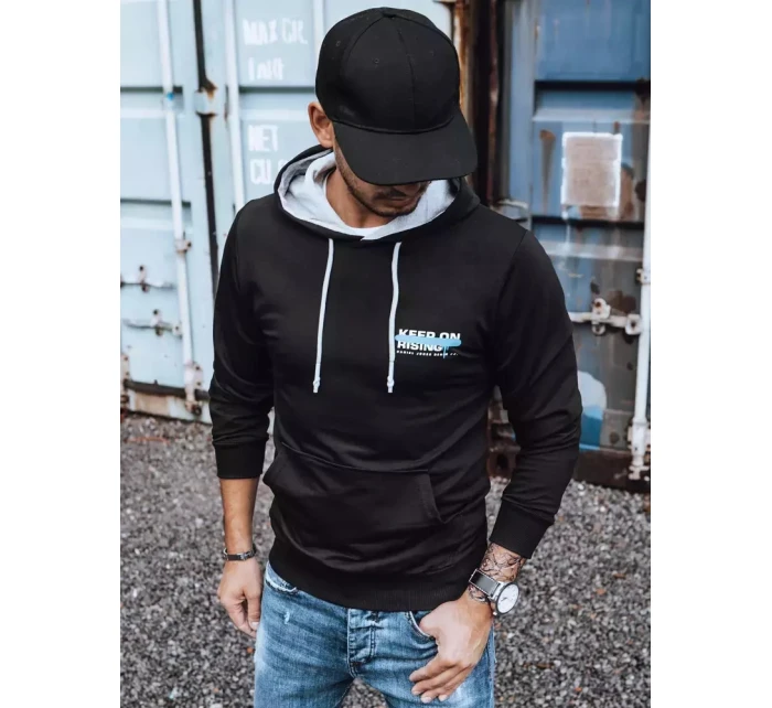 Pánská mikina s potiskem černá FashionStreet BX5382 Pánská mikina s potiskem černá FashionStreet BX5382