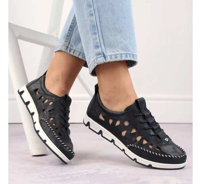 Rieker W RKR652 námořnicky modrá kožená polobotka s prolamovanou podrážkou Rieker W RKR652 námořnicky modrá kožená polobotka s prolamovanou podrážkou