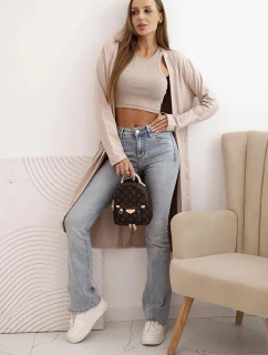 Dámská bavlněná bunda s dlouhým rukávem béžová