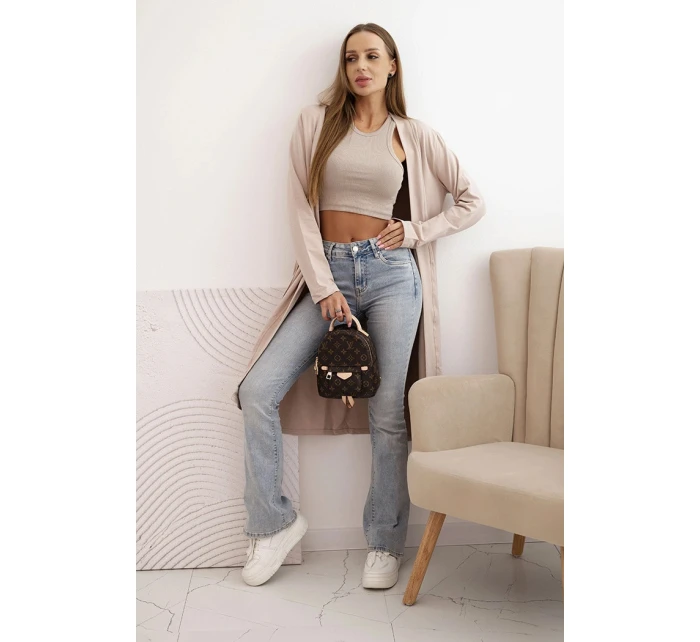 Dámská bavlněná bunda s dlouhým rukávem béžová