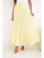Dámská maxi bavlněná sukně s gumou v pase žlutá