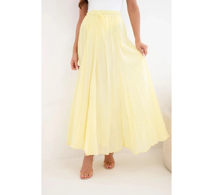 Dámská maxi bavlněná sukně s gumou v pase žlutá