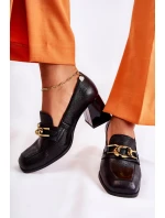 Kožené lodičky s řetízkem model 21592777 Black - Laura Messi