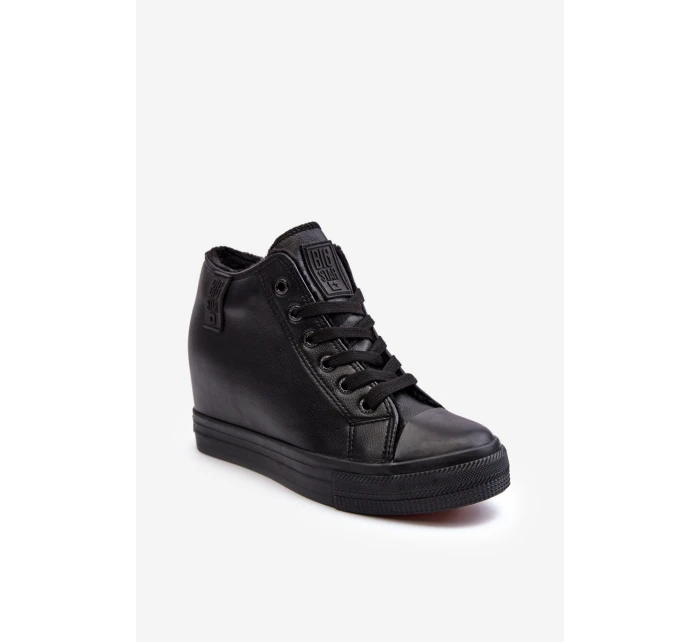 Dámské kožené boty na podpatku Big Star model 21637439 černé - Big Star Shoes Dámské kožené boty na podpatku Big Star model 21637439 černé - Big Star Shoes