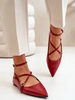 Dámské baleríny se  a pásky bordové model 21670189 - Boto