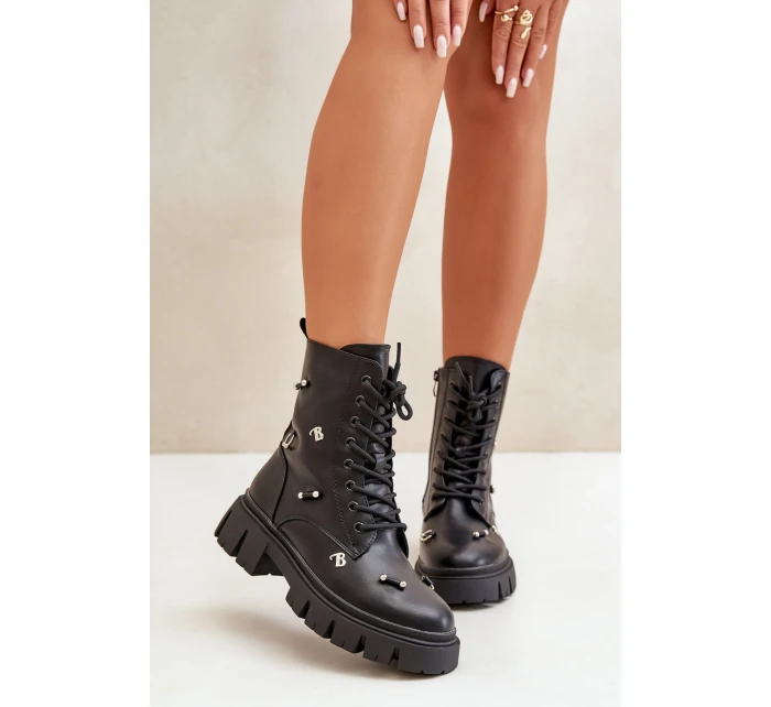 Dámské Boty Pracovní S Ozdobami Eko Kožené Černé model 21670378 - Boto