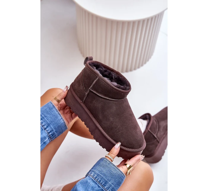 Módní Semišové Nízké Sněhule Hnědé model 21671731 - Boto Módní Semišové Nízké Sněhule Hnědé model 21671731 - Boto