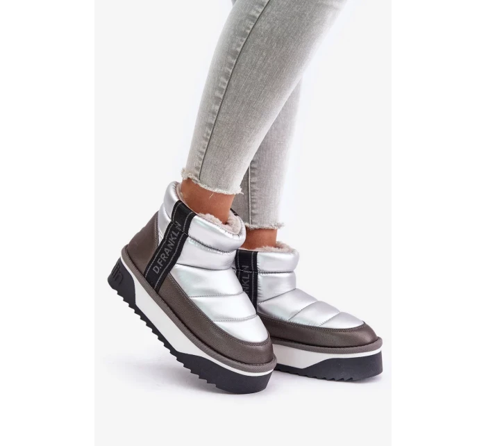 Nízké sněhule na silné podrážce D.Franklin Stříbrné Nízké sněhule na silné podrážce D.Franklin Stříbrné