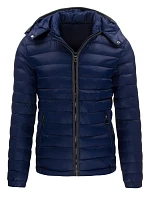 Pánská přechodová prošívaná bunda tmavě modrá - Tmavě modrá / L - DSTREET