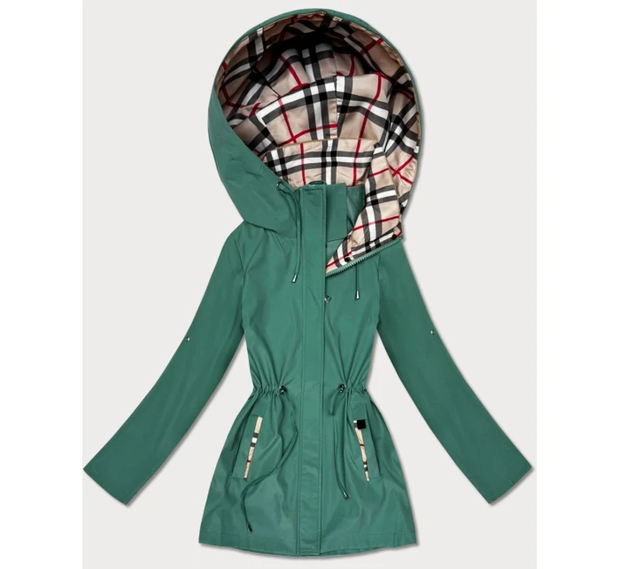 Damska kurtka z wykończeniem w kratkę Goodlookin zielona (KK60411-2#)