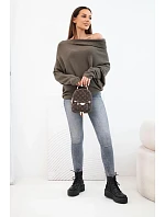 Dámský asymetrický netopýří svetr viskózový mocca