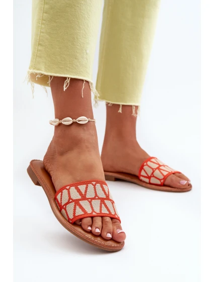 Dámské sandály na ploché podrážce oranžové Traivea Dámské sandály na ploché podrážce oranžové Traivea