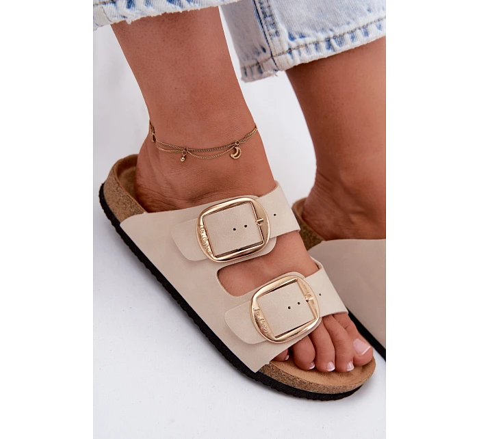 Dámské pantofle s podrážkou a přezkami  Béžové model 22123002 - Lee Cooper