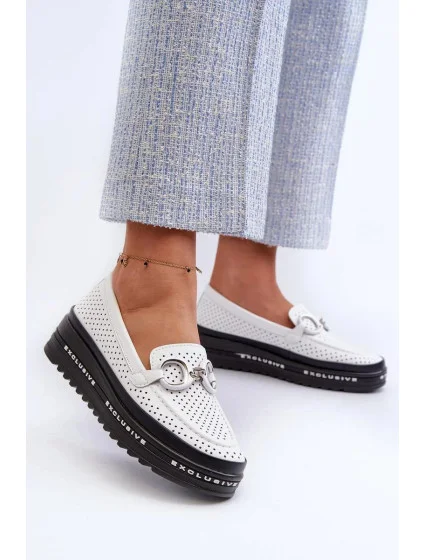 Dámské mokasíny LR750 / 197161 Bílá s černou - S.Barski