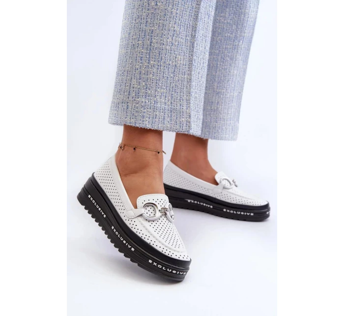 Dámské mokasíny LR750 / 197161 Bílá s černou - S.Barski