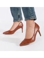 Stylové hnědé dámské lodičky na jehlovém podpatku Stylové hnědé dámské lodičky na jehlovém podpatku