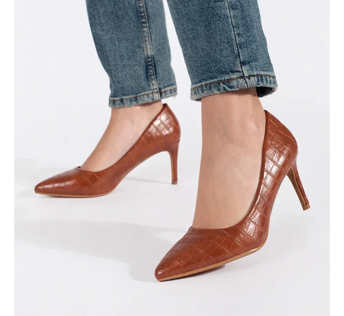 Stylové hnědé dámské lodičky na jehlovém podpatku Stylové hnědé dámské lodičky na jehlovém podpatku